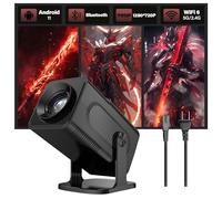 Portable Projector Mini Projector for Bedroom,WiFi 6 + Bluetooth,Android 11,1280 * 720P,180 ANSI,180° Rotatable Smart Projectors for TV/Phone/Laptop/Speaker,Home Theater/Outdoor Projectors (Black)