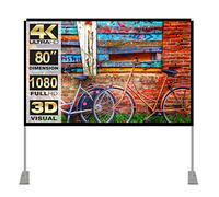 Portable Projector Screen Stand Outdoor: Movie Projection Screen 80 inch 4K HD16:9 Outside Screen with Carry Bag for Home Theater Backyard Cinema Travel Foldable Anti Crease