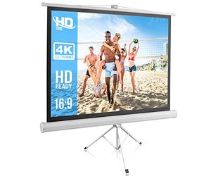 Portable Projector Screen Tripod Stand - Mobile Projection Screen , Lightweight Carry & Durable Easy Pull Assemble System for Schools Meeting Conference Indoor Outdoor Use, 50 Inch - Pyle PRJTP52, White