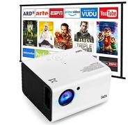 Portable Projector, SWZA Native 1920x1080P Movie Video Projector with 100" Projector Screen, Mini Projector with Built-in HiFi Sound Speaker for Home Theater