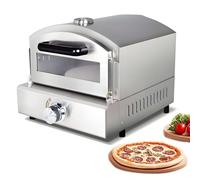 Portable Propane Pizza Oven, Stainless Steel Baking Machine with Baking Stone, Thermometer & Gas Hose, Heats to 842°F for Backyard, Camping & Outdoor Cooking