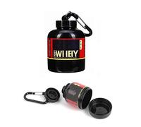 Portable Protein Powder Funnel Container - Travel Supplement Bottle Containers with Funnel, Small Formula Powder Pots & Storage Container Keychain for Gym, Fitness, Workout - 200ml, 60g (Black)