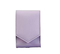 Portable PU Leather Lipstick Bag Solid Color with Mirror Makeup Bag Lipstick Protective Cover(Purple)