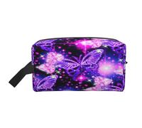 Portable Purple Cute Butterfly Print Print Toiletry Bag,Multi Functional Lightweight Large Capacity Storage Pouch