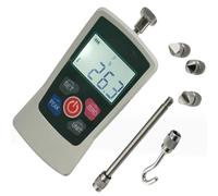 Portable Push Pull Force Meter, Mini Dynamometer 500N with Backlit Display, 6 Fixture Heads and Storage Case for Quality Control & Material Testing