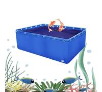 Portable PVC Aquarium Pool with Drain Valve - 0.5mm Canvas Temporary Holding Tank for Koi Turtles & Saltwater Fish - 150x100x70cm Outdoor Water Storage Solution