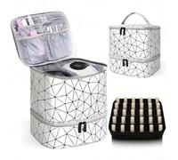Portable PVC Makeup Organizer Bag with Large Storage Space for Keeping Cosmetics Neat and Accessible (Silver)