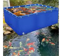 Portable PVC Pool for Koi & Saltwater Fish - 0.5mm Tarp Holding Tank with Drain Valve Multifunctional Temporary Pond 3m x 2m x 0.5m for Easy Setup & Use