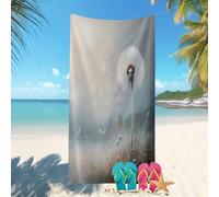 Portable Quick Drying Beach Towel 90x180 cm Dandelion Close-Up Super Absorbent Microfiber Swim Towels Adult for Pool,Gym Grey Women Men Double Sided Sand Free Travel Printed Towel