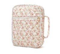 Portable Quilted Cover for Women Travel Prayer Book Organizers with Multiple Pockets and Cotton Carry Handle Large Book Cover with Pockets