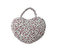Portable Quilted Heart Shape Makeup Bag with Storage Space Decorative Florals Pattern Cosmetic Organizers Women ' s Heart Shape Makeup Bag