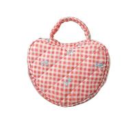 Portable Quilted Heart Shape Makeup Bag with Storage Space Decorative Florals Pattern Cosmetic Organizers Stylish Women's Cosmetic Bag