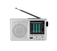 Portable radio, 1 vintage AM/FM/SW, clear sound, compact, battery operated(Silver)