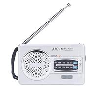 Portable Radio, AM FM Pocket Radio, Silver Grey Color Plastic Material Case Manual Switch Battery Power Supply Small Lightweight for Indoor for Outdoor (BC-R2033)