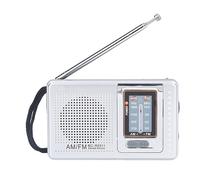 Portable Radio, AM FM Pocket Radio, Silver Grey Color Plastic Material Case Manual Switch Battery Power Supply Small Lightweight for Indoor for Outdoor (BC-R2011)