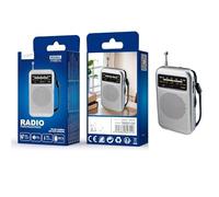 Portable Radio AM FM Radio with Antenna External Speaker 3.5mm Jack Silver Model YH0010 Ideal for Listening Anywhere