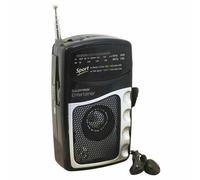 Portable Radio Compact Black Plastic 2-Band AM/FM Sports Radio with Earbud strap