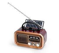 Portable Radio Retro,Portable Radio with Bluetooth, AM/FM/SW Bands,Rechargeable Battery&Solar Panel-Supports USB/TF Card,TWS Pairing,Handheld Design for Kitchen,Bathroom,Travel (Golden)