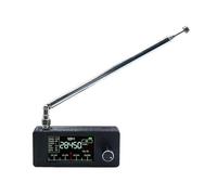 Portable Radio SI4732,Pocket Mini Radio 800mAh Battery,Receiver 0.5-108MHz Full Band Broadcasting LSB USB AM FM,1.9 Inch IPS Screen,for Walking Camping Cooking Driving (Black-Telescopic Antenna)