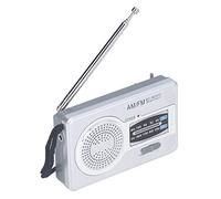 Portable Radio, Silver Grey Color Plastic Material Waterproof Case Manual Switch Battery Power Supply AM FM Radio Small Lightweight for Indoor for Outdoor BC-R2033