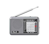 Portable Radio Sturdy Construction Compact Design Small Battery Operated Rechargeable FM/AM Radio Dark Gray