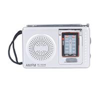 Portable Radio, Waterproof Case Small Lightweight Silver Grey Color Battery Power Supply AM FM Radio Manual Switch for Outdoor for Indoor (BC-R2048)