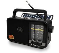 Portable Radio with Solar Panel & 1200mAh Battery, AM/FM/SW Receiver with 8W Speaker/TWS/USB/TF, Rechargeable Bluetooth Radio for Camping, Emergency, Outdoor