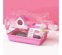 Portable Rat Cage, 2 Layers Dwarf Hamster Enclosure, Small Animal Habitat for Gerbils, Mice, and Syrian Dwarf Hamsters