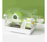 Portable Rat Cage, 2 Layers Dwarf Hamster Enclosure, Small Animal Habitat for Gerbils, Mice, and Syrian Dwarf Hamsters