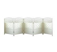Portable Rattan Room Divider 4/5/6 Panels Freestanding Folding Privacy Screen for Office Classroom StudyBlackout Partition Wall (White 19.68x11.81in5pcs)