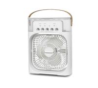 Portable Rechargeable 5-hole Spray Table Fan compatible with Personal Desktop Quiet Air Cooling White