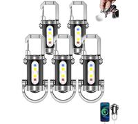 Portable Rechargeable Bright Keychain Flashlight, 1200 Lumens USB Rechargeable Mini LED Torch Phone Charger with 7 Lighting Modes,Waterproof Edc Keychain Light for Camping,Hiking,Emergency (5pc)
