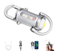 Portable Rechargeable Bright Keychain Flashlight Phone Charger,1200LM Super Bright Mini Keychain Flashlight Waterproof,Portable LED Keyring Torch with 3 Modes,Compact Pocket Light for Camping (White)