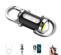 Portable Rechargeable Bright Keychain Flashlight Phone Charger,1200LM Super Bright Mini Keychain Flashlight Waterproof,Portable LED Keyring Torch with 3 Modes,Compact Pocket Light For Camping (Silver)