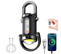 Portable Rechargeable Bright Keychain Flashlight Phone Charger, EDC Mini Flashlights, COB Keychain Work Light with Power Bank & 3 Modes, High Lumen Flashlight for Outdoor, Camping (Black)