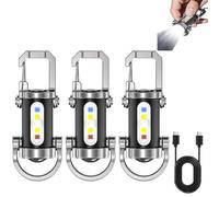 Portable Rechargeable Bright Keychain Flashlight Phone Charger, Mini Flashlight 7 Light Modes, Compact Bright Key Light with Waterproof, Rechargeable Pocket Torch Powerbank(3PCS)