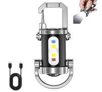 Portable Rechargeable Bright Keychain Flashlight Phone Charger, Mini Flashlight 7 Light Modes, Compact Bright Key Light with Waterproof, Rechargeable Pocket Torch Powerbank(1PC)
