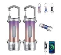 Portable Rechargeable Bright Keychain Flashlight Phone Charger, Mini Keychain Flashlight, 6 Lighting Modes, 300 Lumens Waterproof Keychains Flashlights (2pcs #A)