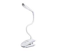 Portable Rechargeable Clamp Desk Lamp, Clamp Clip Table Lamps Laptop Reading Bed Light Flexible Twisted Tube (120-Lumens, 14 LEDs, Touch-Sensitive Switch, 3 Brightness Levels, White)