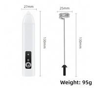 Portable rechargeable hand blender for milk froth, egg beating, smoothie blending, and batter mixing with detachable whisk head and lightweight construction (Black)