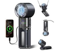 Portable Rechargeable Handheld Turbo Fan,9000mAh Multifunctional Cooling Fan with Ice Cooling ＆ Charging Function,Built-in Type-C Charging Cable & LED Display,100-Speed Wind,Suitable for Travel/Office