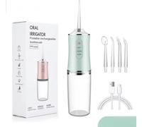 Portable Rechargeable Oral Irrigator 3 Modes Waterproof with 4 Nozzles and USB Cable Green