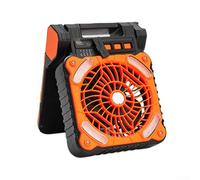 Portable Rechargeable Solar Powered Camping Fan with LED Lantern, 5200mAh Battery for Extended Cooling and Lighting During Outdoor Adventures (Orange)