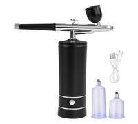 Portable Rechargeable Wireless Airbrush with Compressor Auto Action Spray Gun for Face Beauty Nail Art Tattoo Craft Cake Paint Precise Control(Black)