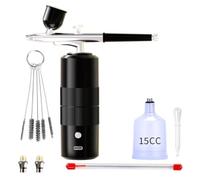 Portable Rechargeable Wireless Airbrush with Compressor Double Action Tools for Face Beauty Nail Art Tattoo(Black)