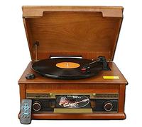 Portable Record Player, Bluetooth Vinyl Turntable,3-speed turntable, CD player, with remote control recorder kxtmm