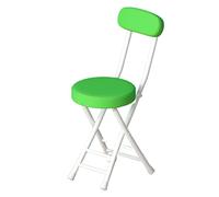 Portable Red Foldable PU Stool with Backrest - Lightweight Padded Round Chair for Kitchen, Office, Changing Table - Space-Saving Design, Ideal for Home & Travel