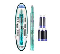 Portable Retractable Fountain Pen,2025 New Medium Nib Capsule Design Fountain Pen,Blue Ink Transparent Barrel Includes 5 Refillable Ink Cartridges for Kids Writing & School Notes - Smooth Ink Flow