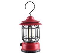 Portable Retro Camping Lantern, Rechargeable Hanging Ultra Bright Led Tent Light, Waterproof Camping Lantern With Rotating Dimmers, For Camping Emergency, Fishing Home Lighting Etc (Red)