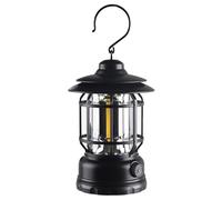 Portable Retro Camping Lantern, Rechargeable Hanging Ultra Bright Led Tent Light, Waterproof Camping Lantern With Rotating Dimmers, For Camping Emergency, Fishing Home Lighting Etc (Black)